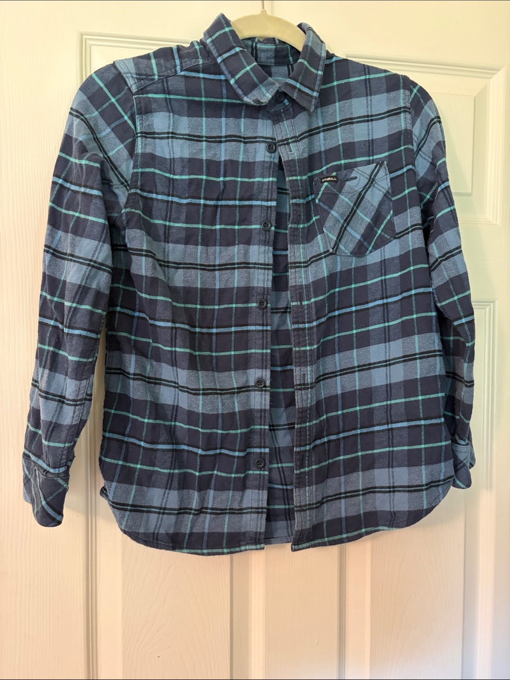 Boys O’Neill Blue Plaid Button-Up Shirt - Casual Flannel Style